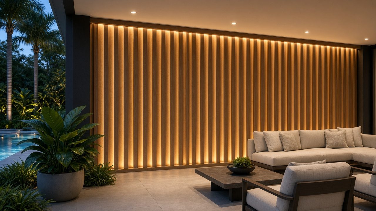 Design rendering: lanai feature wall concept
