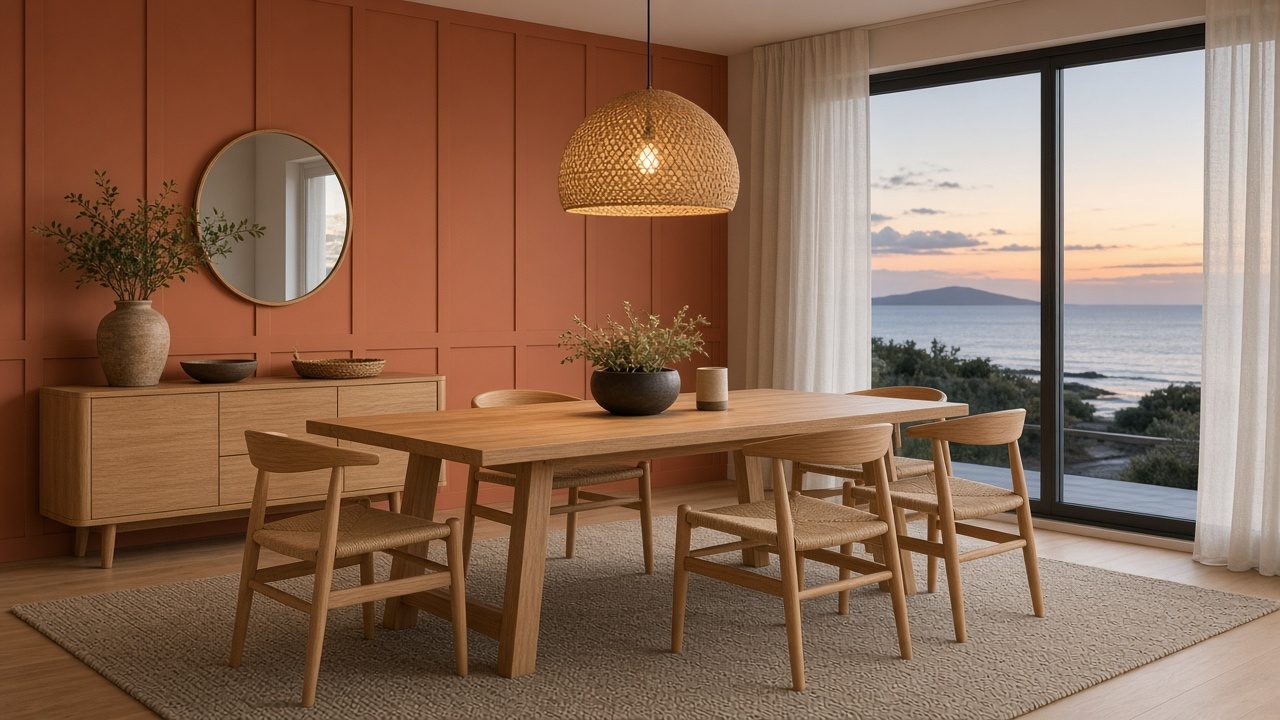 Design rendering: warm-tone feature wall concept