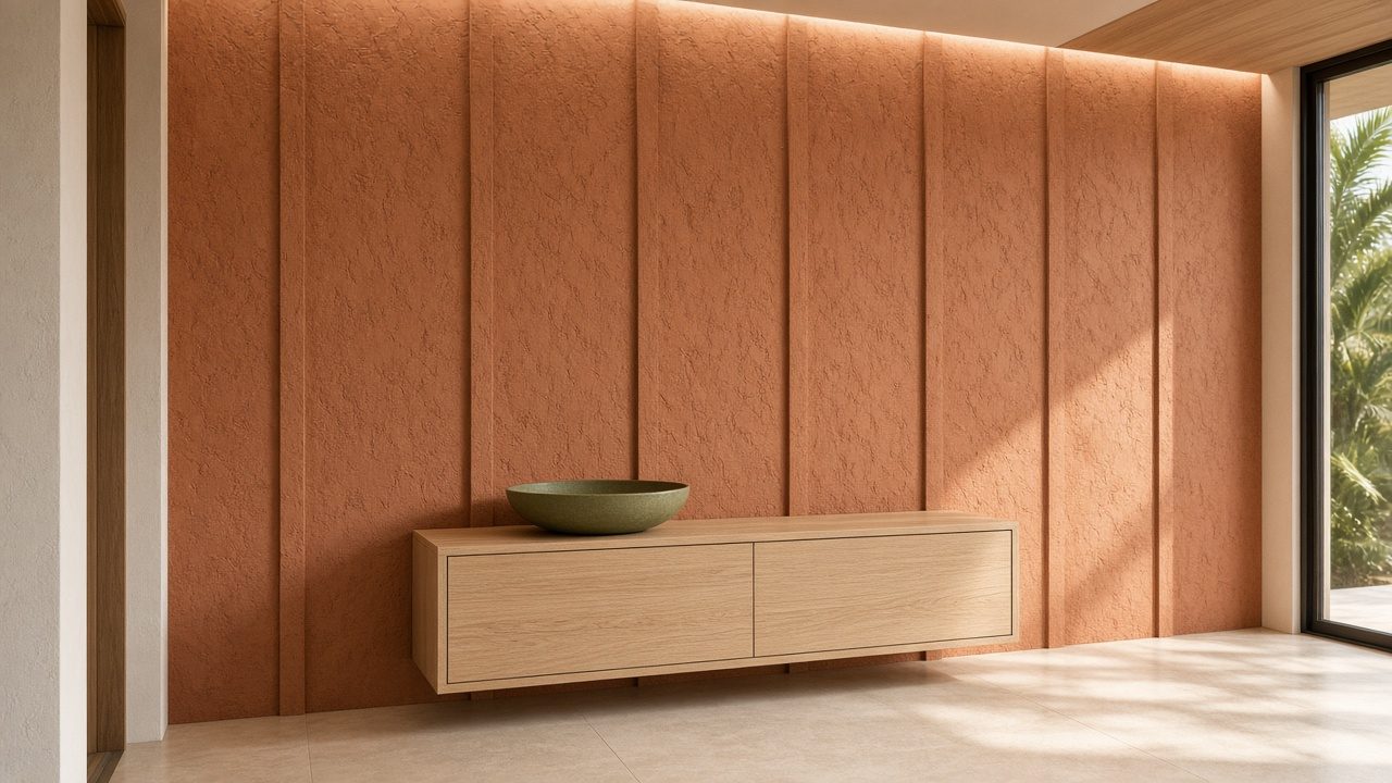 Design rendering: warm-tone feature wall concept