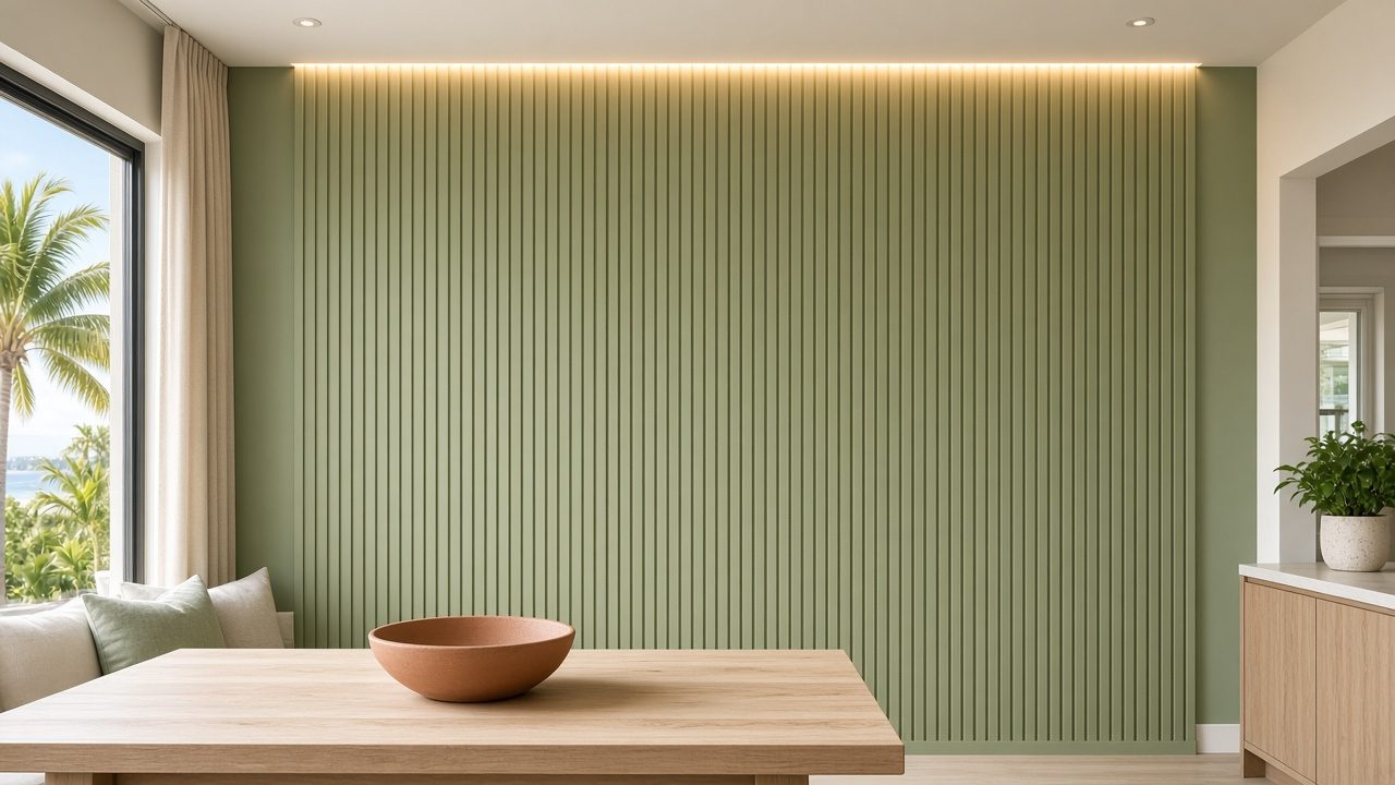 Design rendering: deep-tone feature wall concept