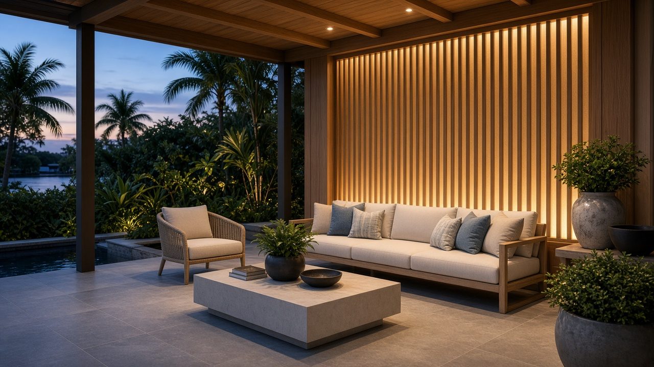 Design rendering: lanai feature wall concept
