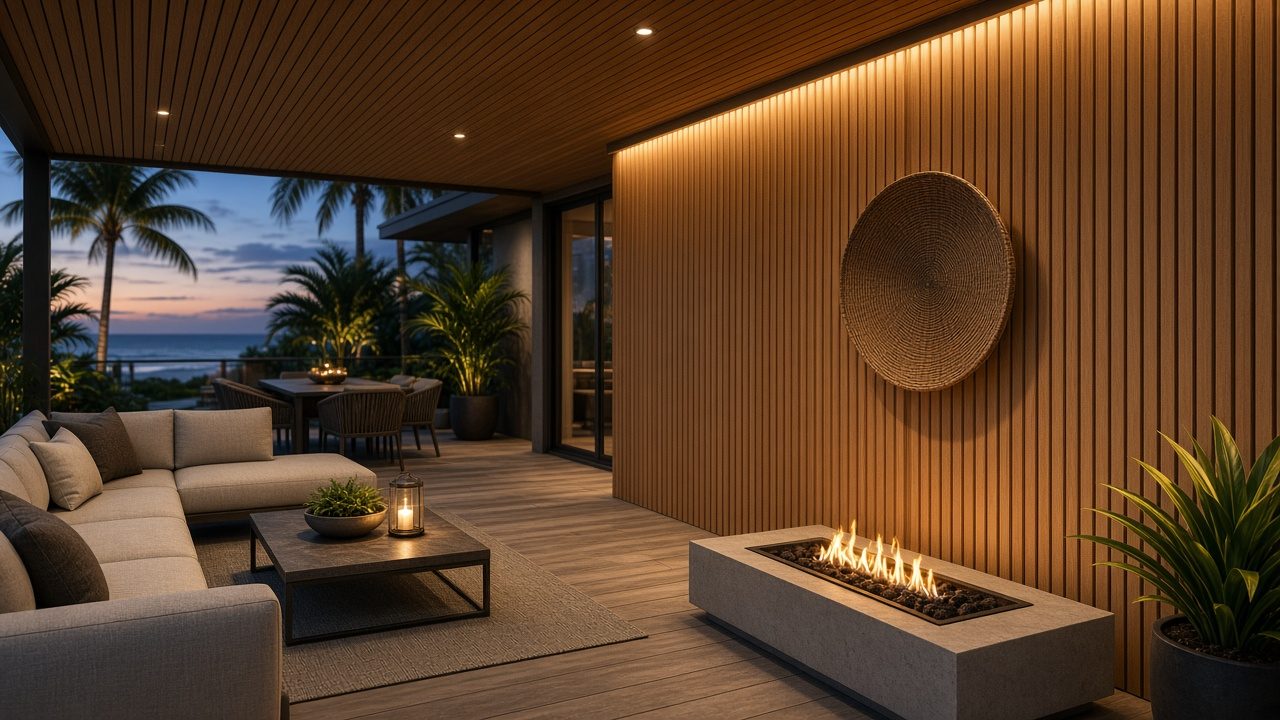 Design rendering: lanai feature wall concept