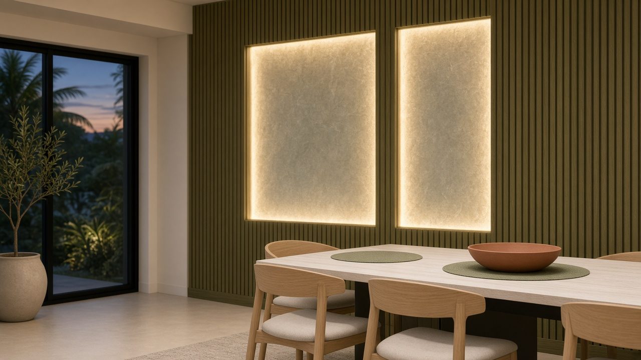 Design rendering: deep-tone feature wall concept